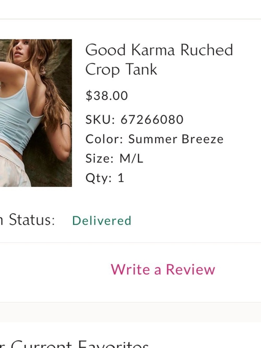 Free People Ruched Crop Tank Top - Summer Breeze Blue